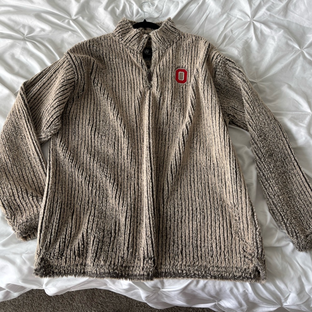Top of the World Tan Zip Up Sweater